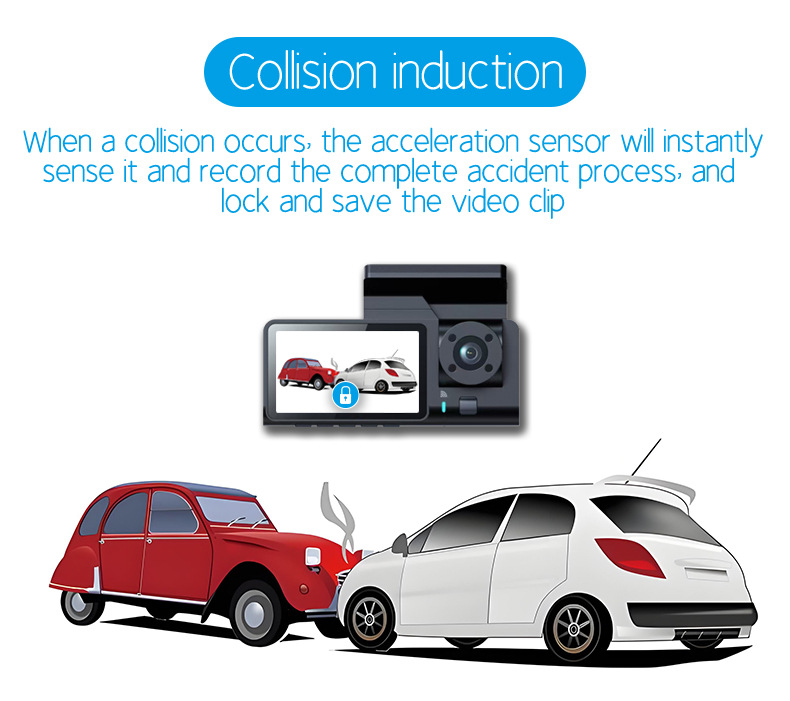 Cross-border driving recorder HD 1080P car front car rear 2 inch three-lens car camera A7WiFi