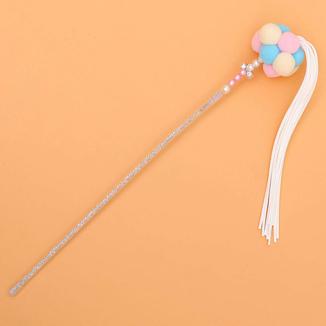 En línea celebridad acrílico cuentas de hadas divertido gato palo gato juguete borla Bell suministros para mascotas gato juguete al por mayor