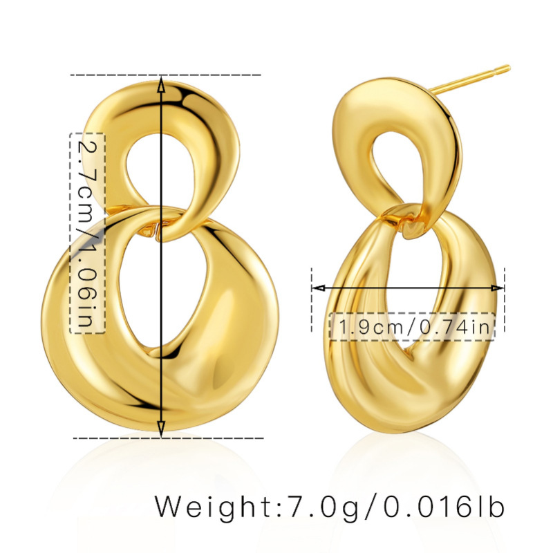 18k Irregular Circle Geometric Earrings European And American Trendy Texture Circle Earrings display picture 1