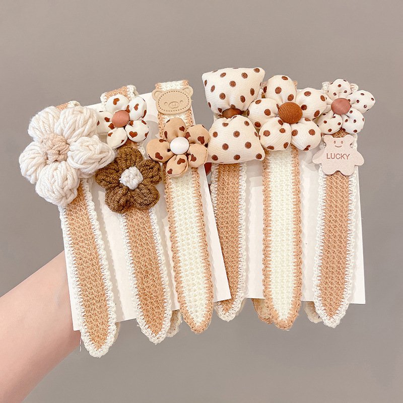 Lindo DE LOS NIÑOS hembra marrón roto post flequillos pegatinas 2023 nuevo bebé tocado diadema accesorios para el cabello Otoño e Invierno