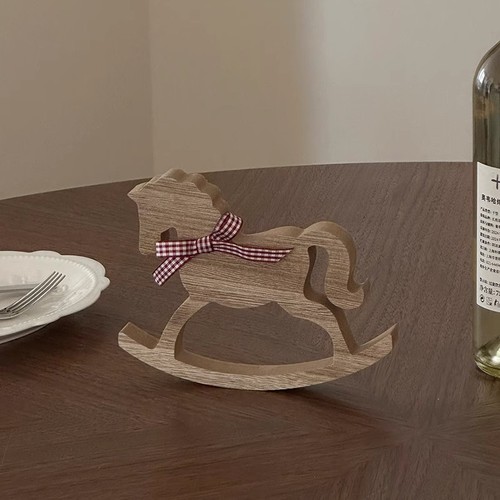 Rocking Horse High-end French Decorative Ornament Desktop Decoration Restaurant Decor Wooden Toy Photography Props