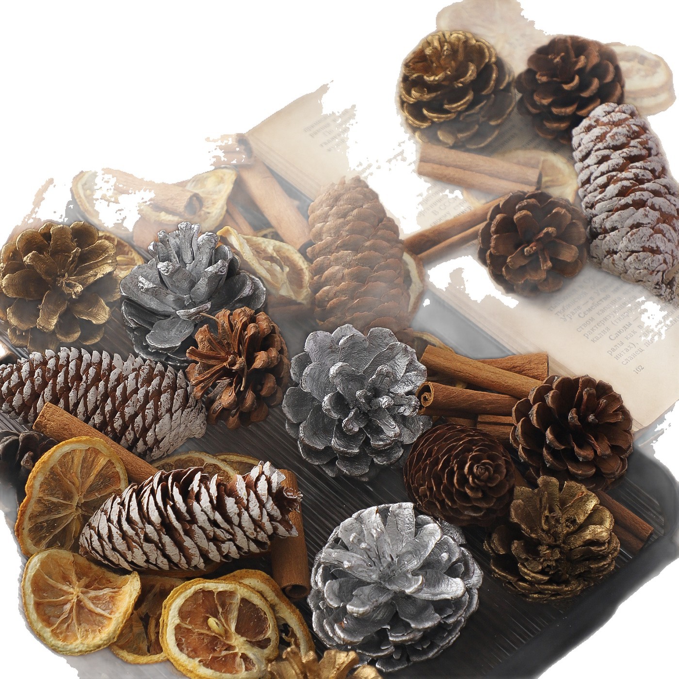 Sitio de Navidad de pinos de siete colores decoración paquete creativo de manzana material de decoración accesorios adornos embalaje de flores