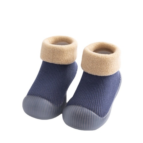  Winter New Combed Cotton Warm Baby Learning to Walk Shoes Soft Sole Elastic Knitted Children's Socks Shoes Snow Socks