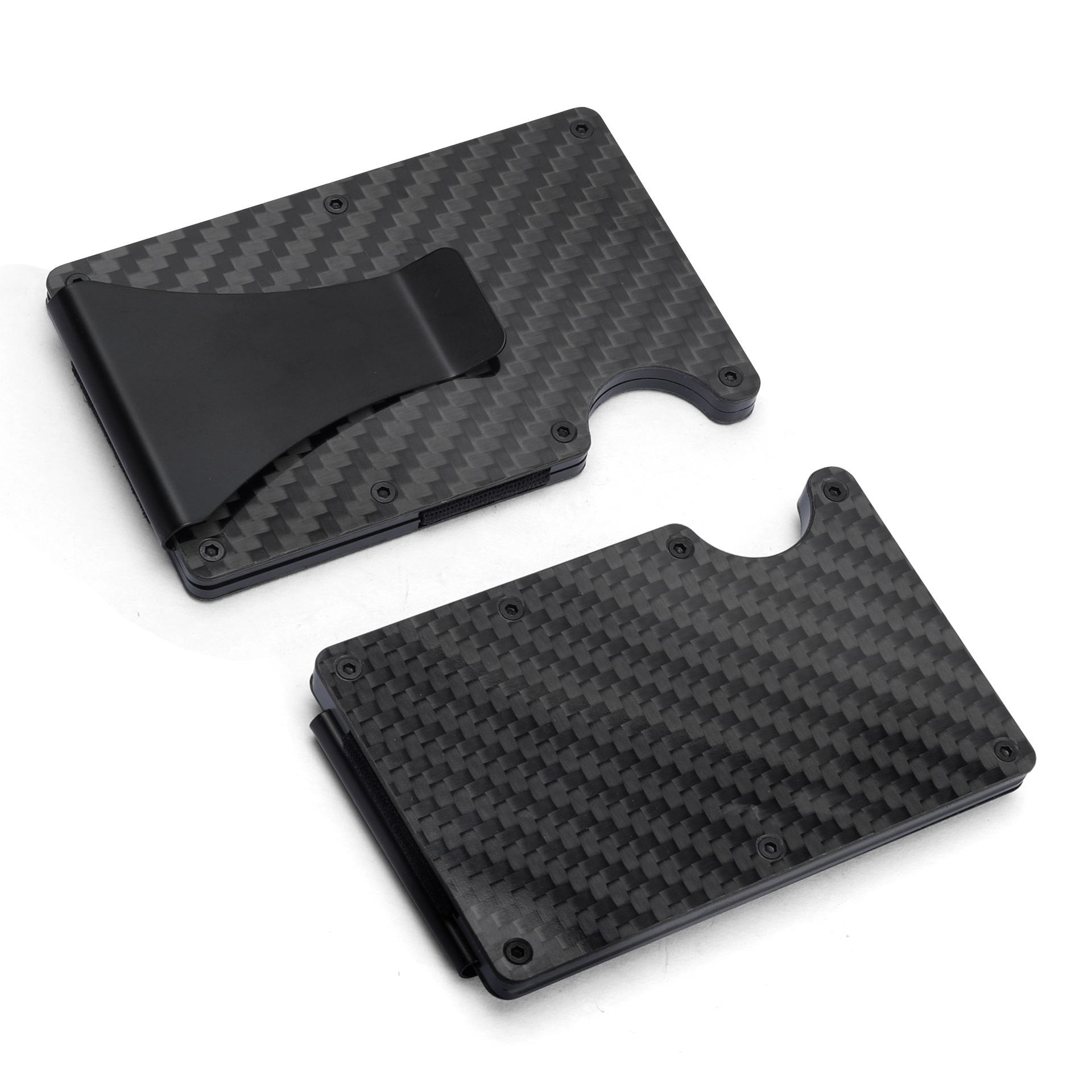 Cartera de fibra de carbono Tarjeta de blindaje RFID simple Cartera de billetera de metal para hombres Anti-desmagnetización Anti-robo Tarjeta de crédito para hombres