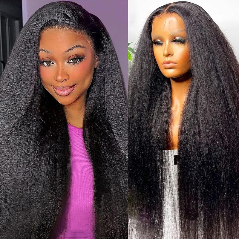 Kinky Straight Wig, Cross-Border European and American Wig, Front Lace African Middle Part Long Curly Hair, Fluffy Straight Hairpiece Kinky Straight Wig, Cross-Border European and American Wig, Front Lace African Middle Part Long Curly Hair, Fluffy Straight Hairpiece