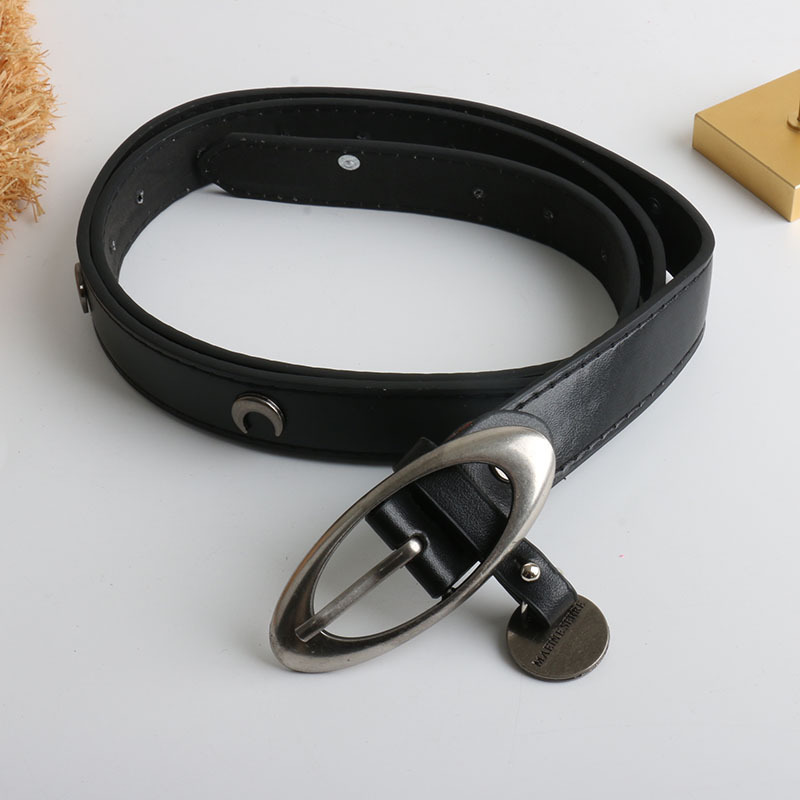 Original Design Vintage Copper Cast Crescent Belt Women's High-end YP Same Style Waist Chain Black Fashionable Trouser Belt for Men