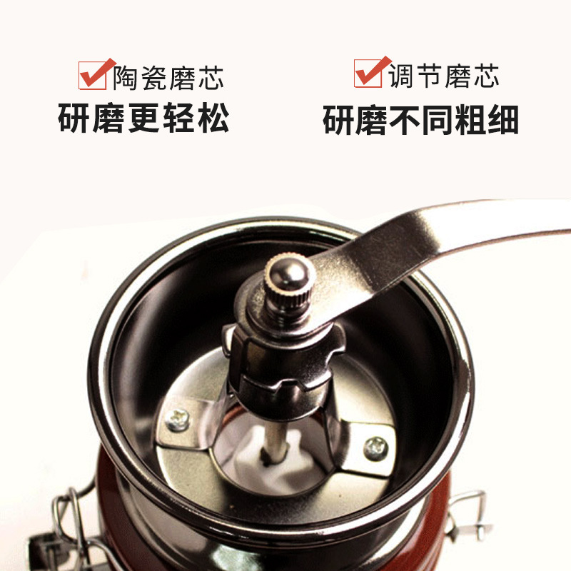 Hand grinding coffee machine hand-cranked retro coffee bean grinder household manual grinder set coarse and fine grinder