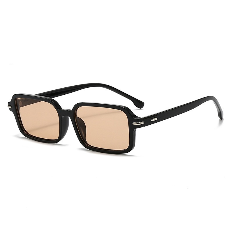Slim Square Sunglasses For Men Glossy Black Lightweight Frame_voghion.com