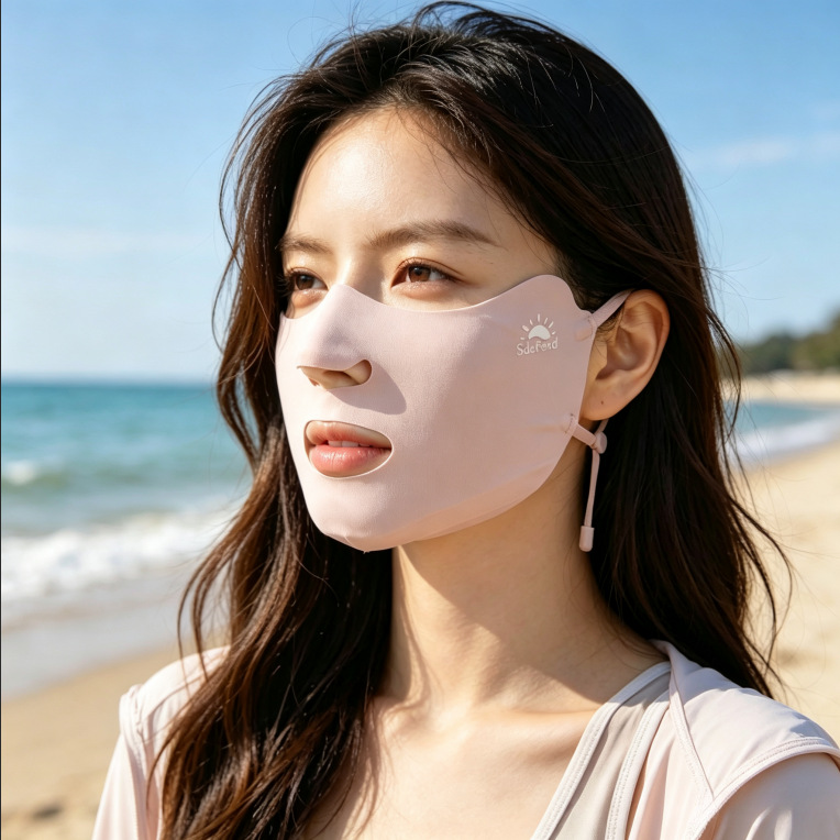 Outdoor sports sun protection mask for running and golf, adjustable ear-hanging face mask with exposed mouth and nose, breathable and UV-resistant