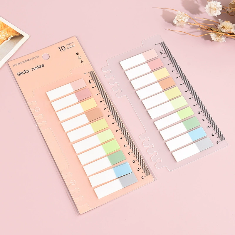 Index Tabs Qiu Mang PET Retro Ruler Sticky Notes, 10-tabs marker labels, assorted covers