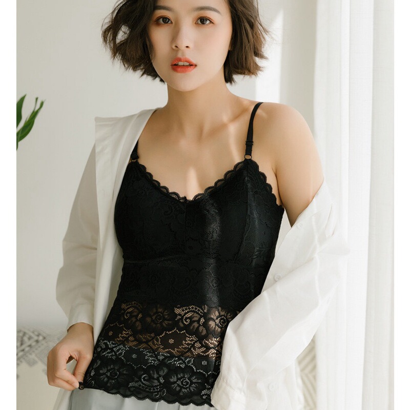 Popular New Lace Camisole Base Layer with Chest Wrap, Slim Long Top with Ice Silk Lining, Slim Black Underwear Popular New Lace Camisole Base Layer with Chest Wrap, Slim Long Top with Ice Silk Lining, Slim Black Underwear