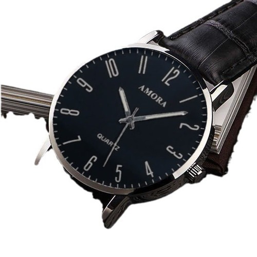 New AMORA Watch Korean Version Business Fashion Trendy Simple Quartz Men's Watch Student Leather Strap Watch