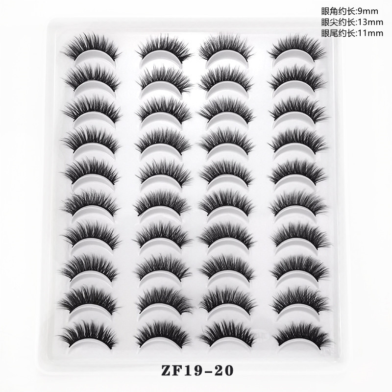 Fábrica al por mayor una caja de 20 pares de pestañas postizas 3D pestañas cortas naturales de varios niveles suministro transfronterizo europeo y americano