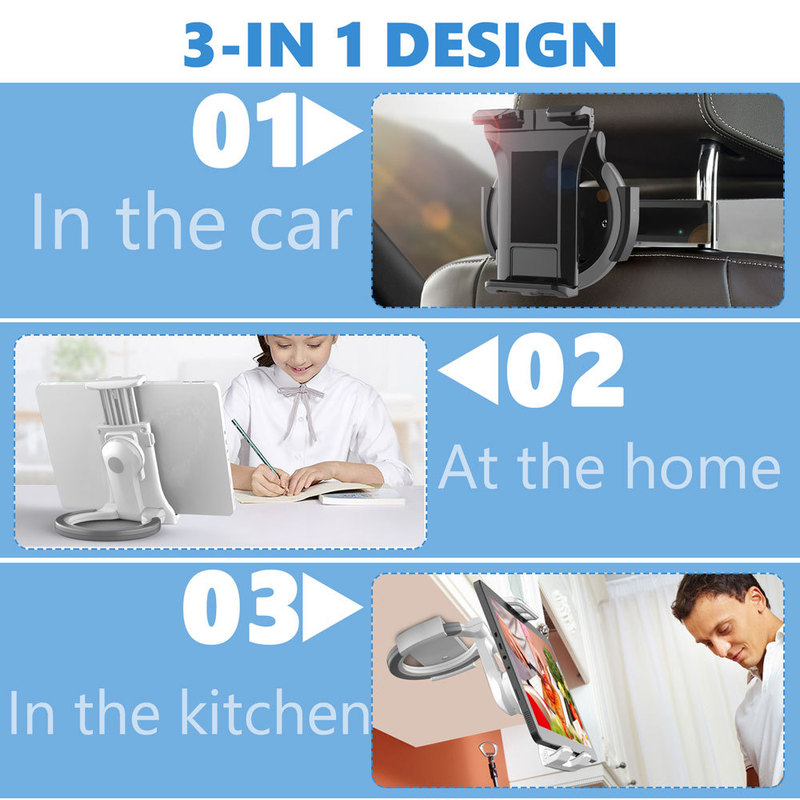 Cross-border three-in-one car rear tablet stand desktop office notebook stand kitchen wall-mounted mobile phone tablet Cross-border three-in-one car rear tablet stand desktop office notebook stand kitchen wall-mounted mobile phone tablet