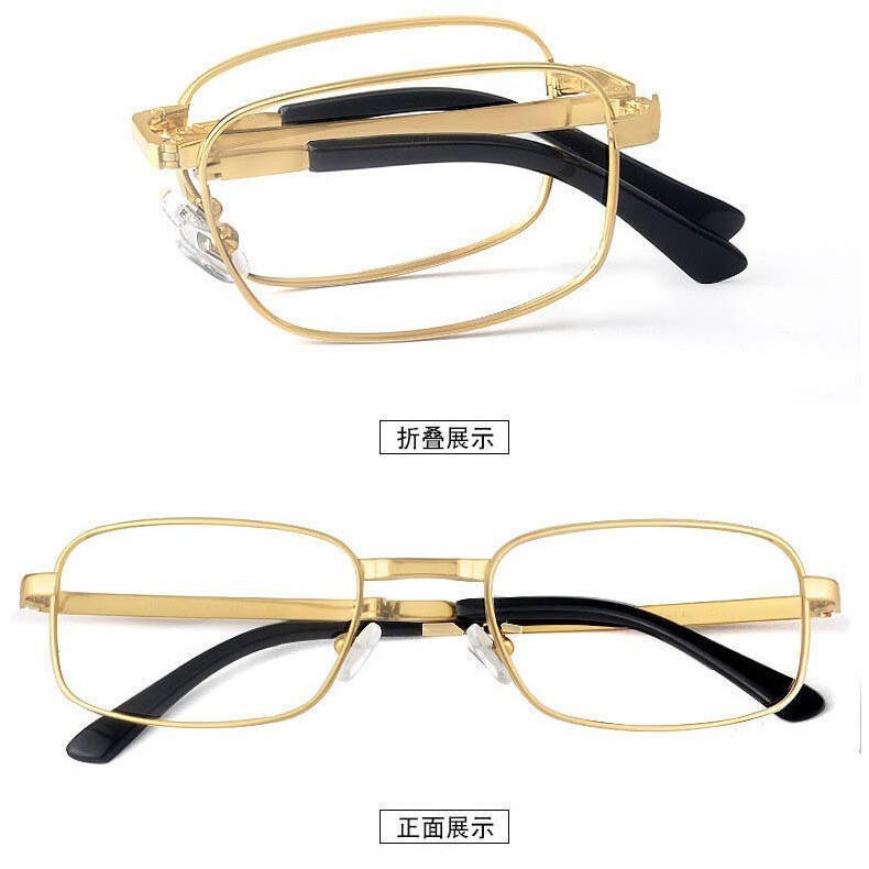 Ultra-Light Portable Foldable Reading Glasses with Small Metal Frame for Men, with Case, Wholesale Glass Lenses