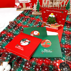 新しい卸売インスタイル 3d グリーティングカードクリスマス祝福小さなカード手書きありがとうカードクリスマス立体グリーティングカード