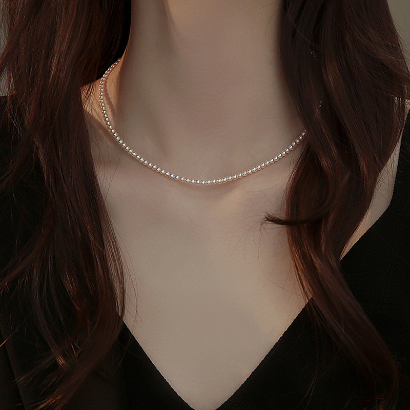 High quality super fine home small bulb pearl necklace short millet beads necklace clavicle baby beads neck chain generation hair