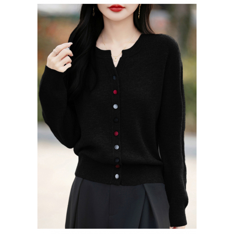 Suéter de cuello en V de hebilla de color exquisito Cardigan para mujeres 2025 único super hermoso nuevo chaqueta de punto de primavera image 10