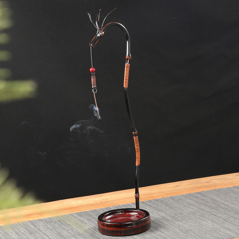 大漆竹制龙挂香架香插创意龙头线香竹挂香架香薰炉茶室装饰摆件|undefined