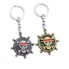 New cartoon jewelry One Piece Luffy's straw hat rotating keychain one piece and two colors