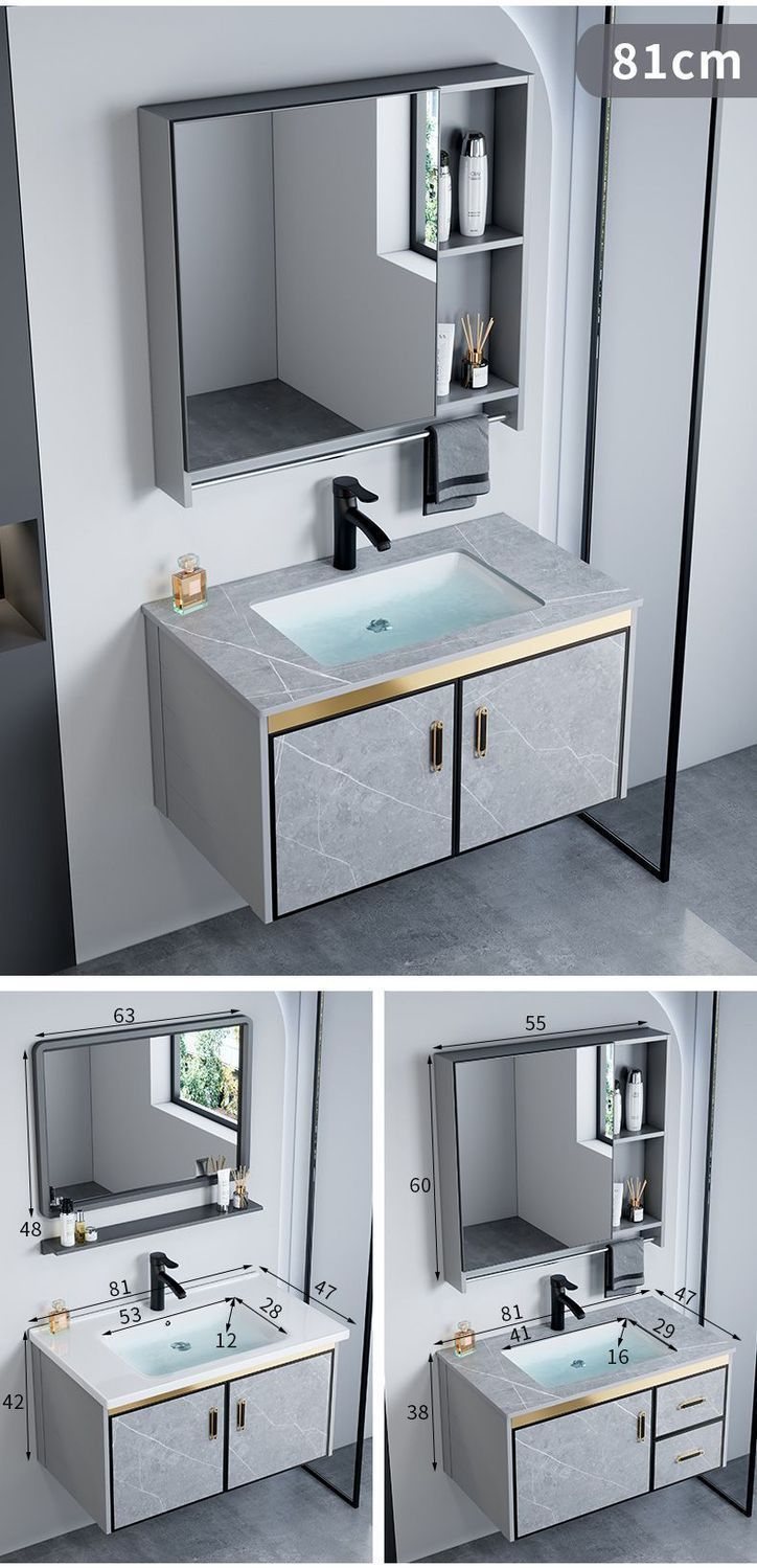 The space aluminum bathroom cabinet and washbasin cabinet combination bathroom washbasin and basin integrated washbasin is modern, simple and intelligent undefined