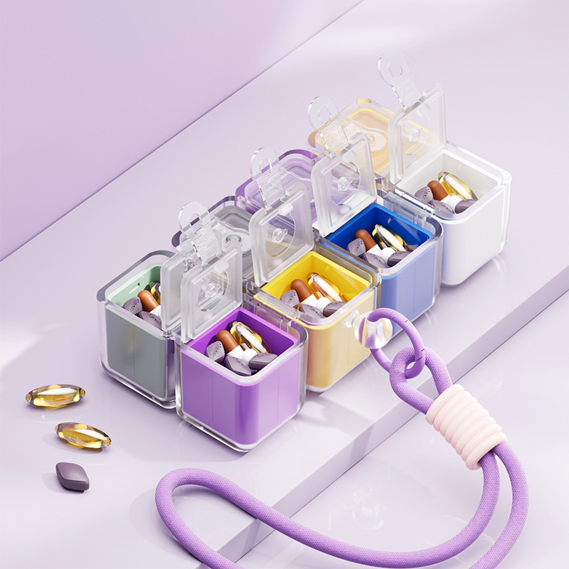 Caja de medicina conveniente, caja de medicina portátil a prueba de humedad sellada de gran capacidad, 7 días a la semana, caja de medicamentos dividida