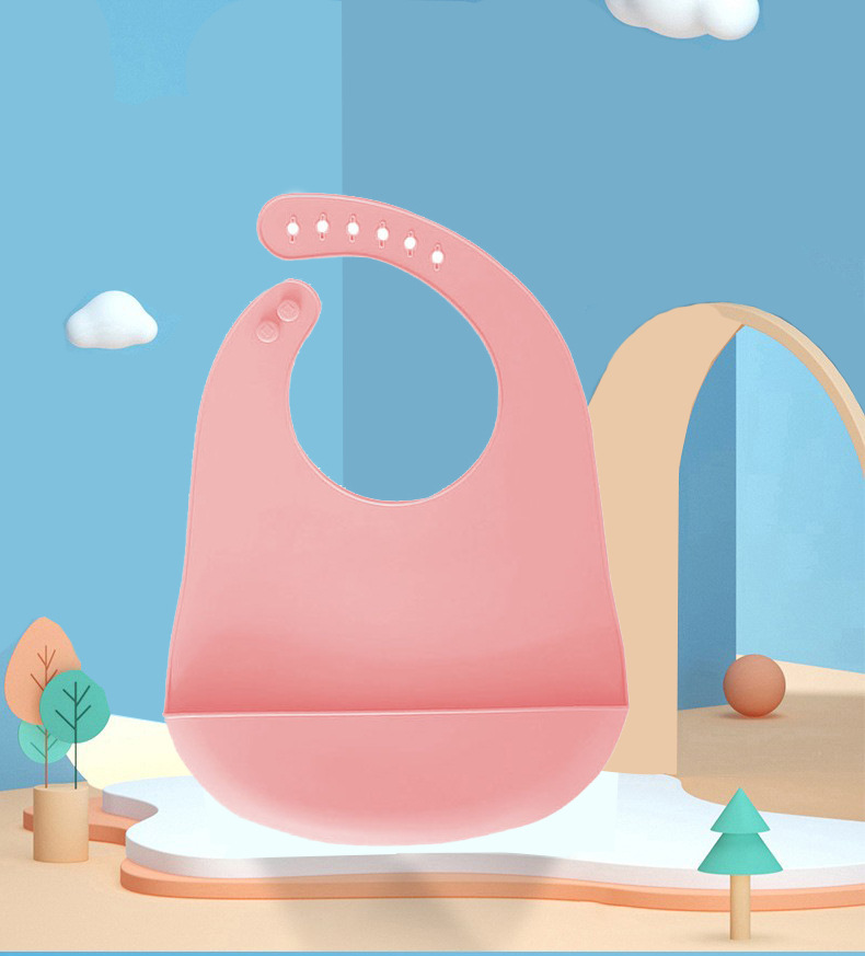 Children's thin silicone waterproof eating bib for food