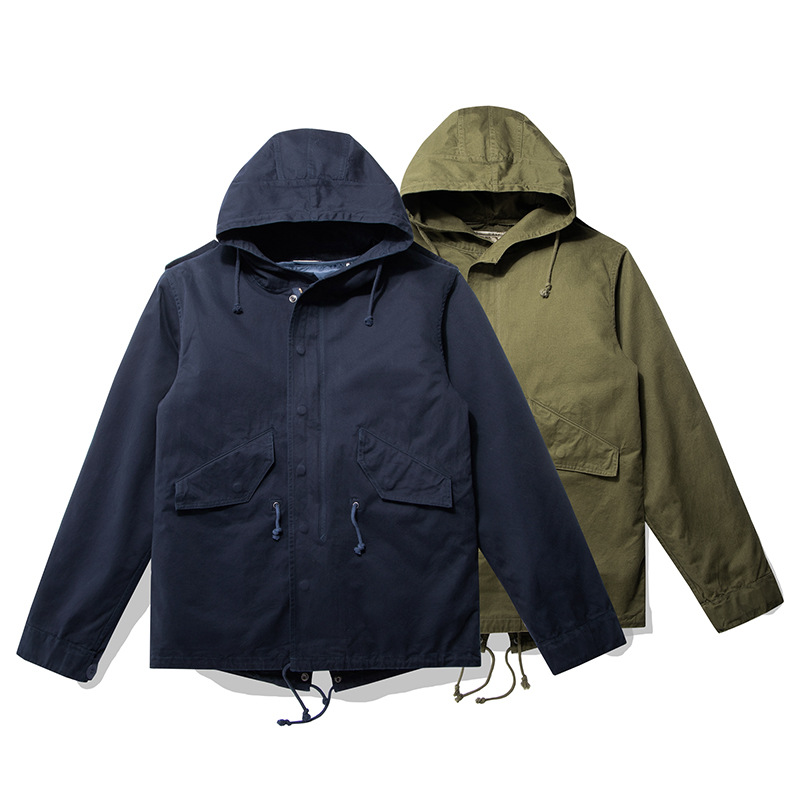 OKONKWO M51 gabardina de longitud media con forro de cola de pez chaqueta de M-51 abrigo Forro de algodón acolchado desmontable