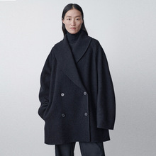 Th~ Row 2022秋冬季新款羊毛外套女纯色双面呢子西装羊绒毛呢大衣