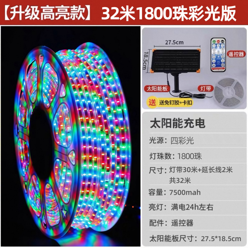 全年0电费新款太阳能灯带led灯串户外防水庭院露营超亮布置氛围灯|undefined