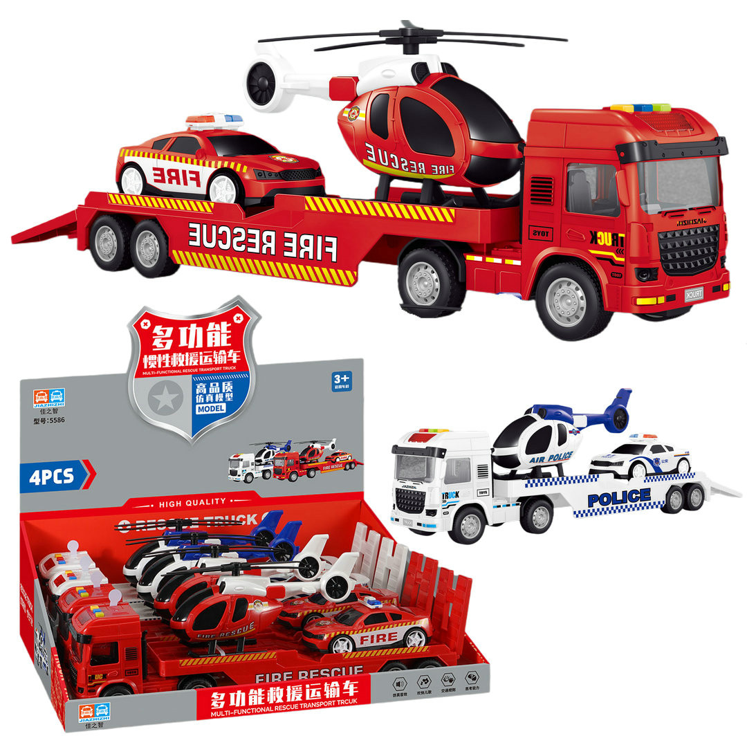4 story-telling music inertial rescue transport cart 5586 simulation flatbed car educational children's toys wholesale