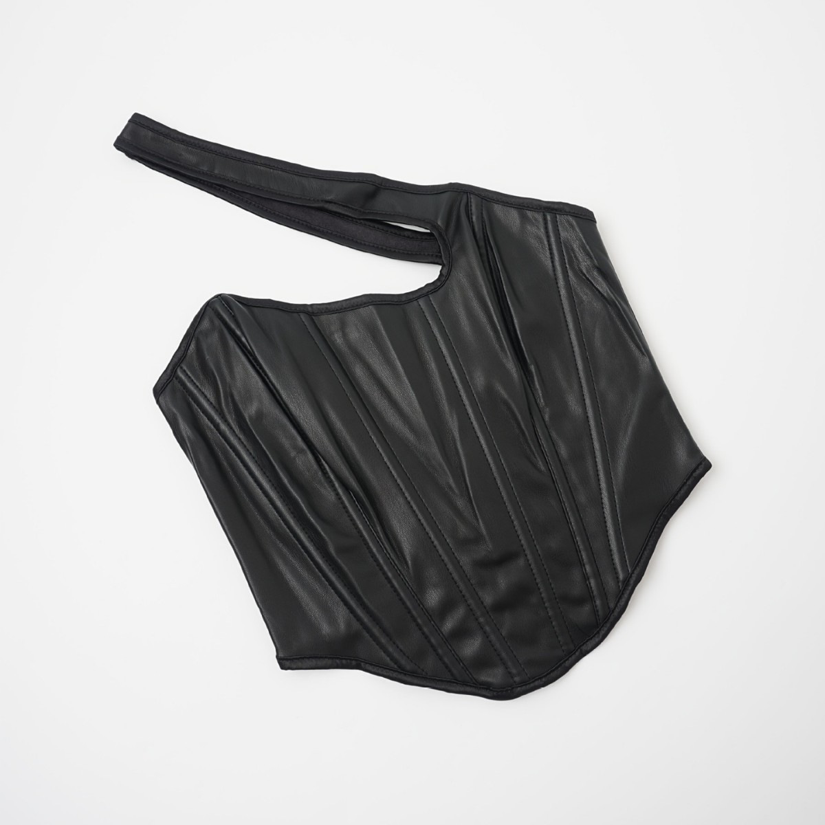 Gran tamaño europeo y americano chaleco plástico de cuero PU un hombro chaleco de hueso de pescado corsé sexy cintura descubierta comercio exterior al por mayor