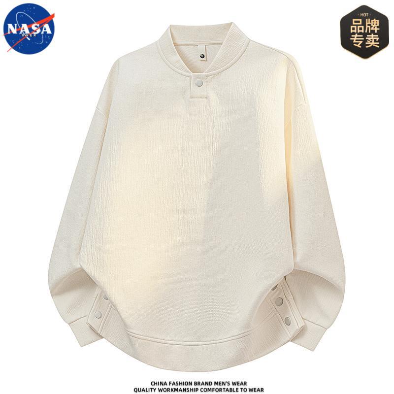 Nasa Co-Branded High-Quality Long-Sleeved Sweatshirt for Men, Spring and Autumn Casual Loose Large-Size Design Trendy Top