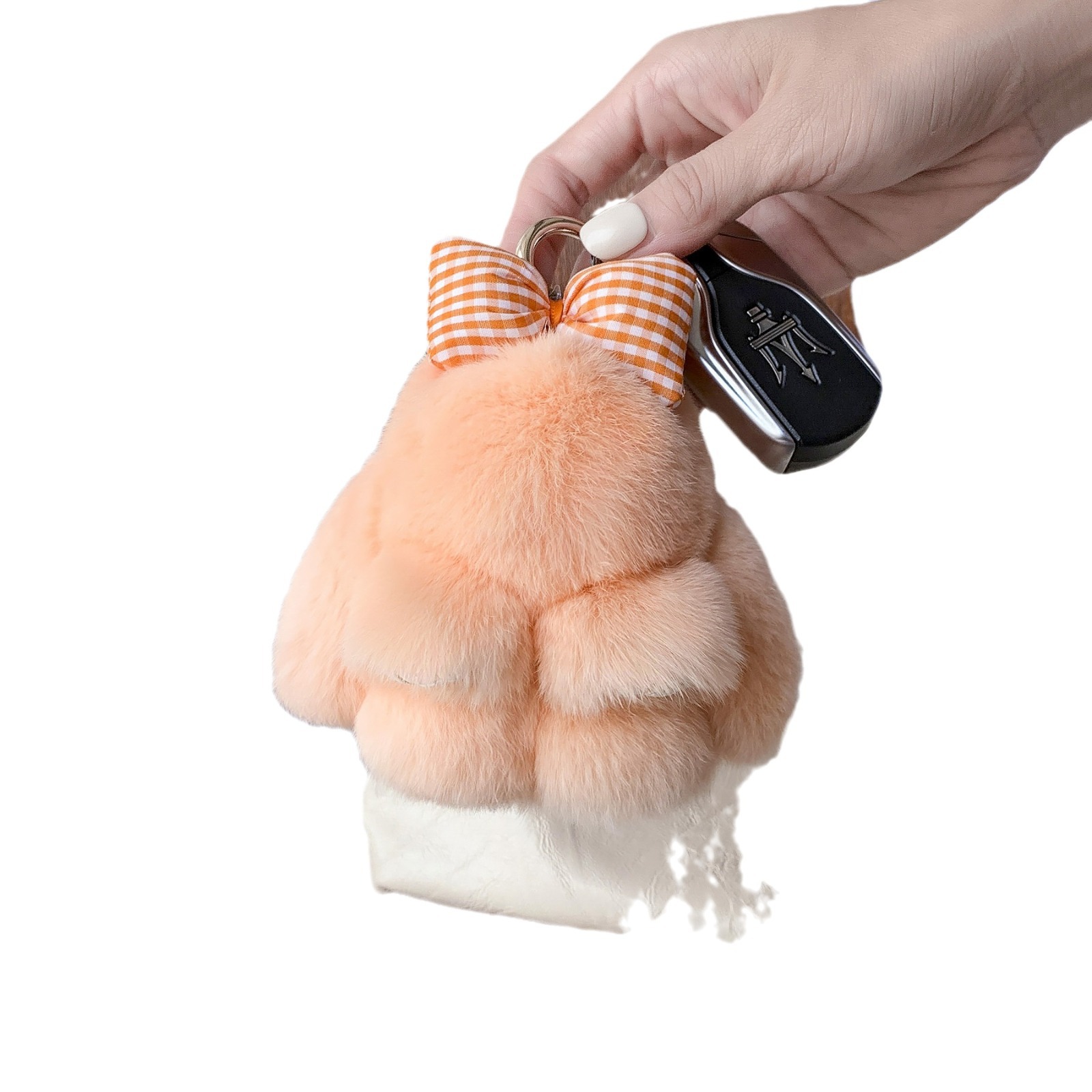 귀여운 진짜 렉스 토끼 모피 작은 토끼 자동차 키 체인 펜던트 인 봉제 공 인형 가방 펜던트