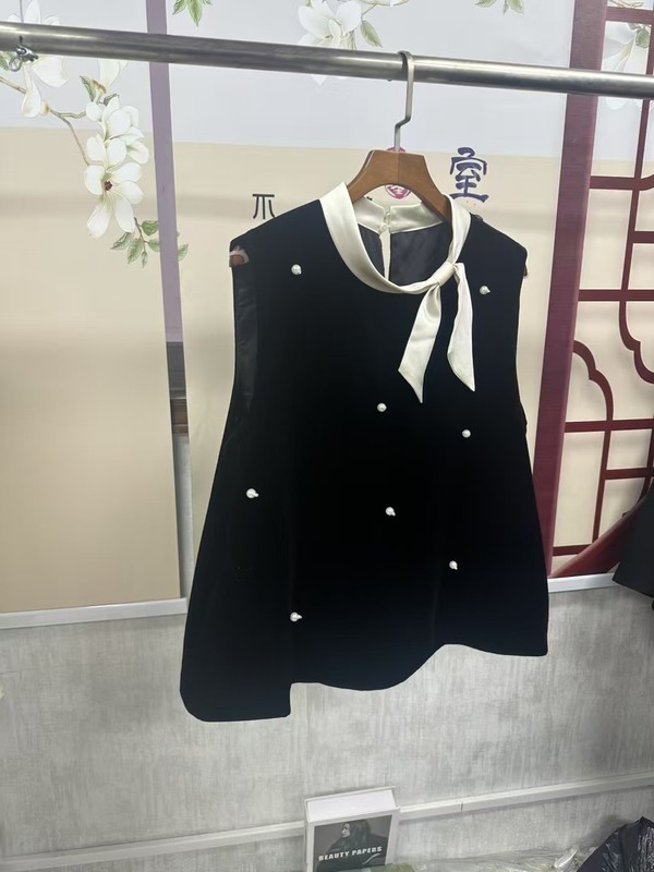 南油2025秋季新款真丝丝绒手工珍珠后背蝴蝶结丝绒简约小衫不退换|undefined