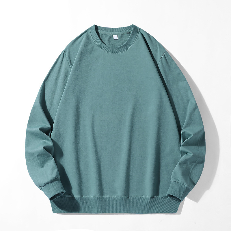 320g shoulder sleeve oversize couple's sweater men's cross-border multi-color solid color round neck men's sweater basic