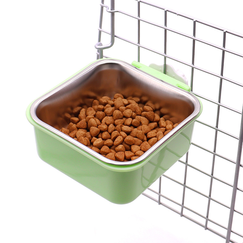 Jaula para perros Cuenco para mascotas Cuenco para perros colgante Cuenco para perros de acero inoxidable resistente a la voltereta