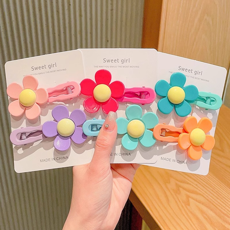Hermosas flores para el cabello para niños coloridos dulces pinzas de cabello laterales pinzas de frangeas niñas pinzas de cabello trituradas adornamientos para el cabello