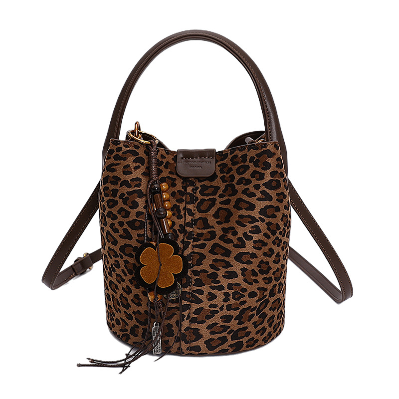 Cross-border 2025 invierno nuevo retro bolso de lona de seda bolso de cubo bolso de hombro de alta calidad para mujeres bolso de transporte