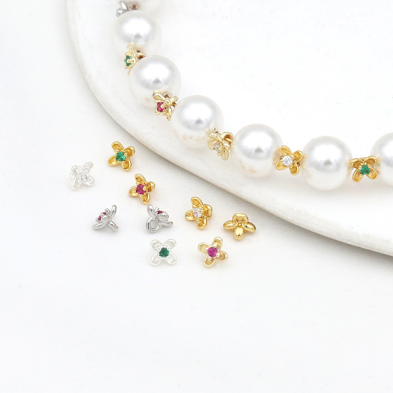 Color-Preserving 18K Real Gold Micro-Inlaid Zirconia Osmanthus Flower Bud Pendant DIY Handmade Jewelry Bracelet Necklace Beads D179