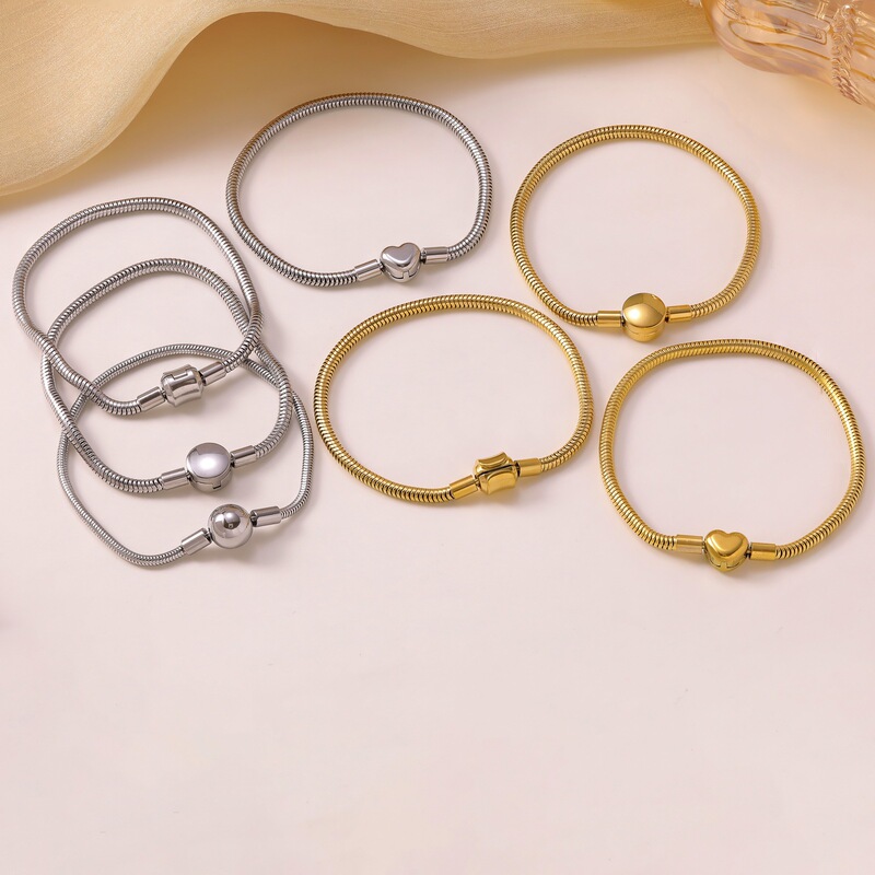 Cross-Border European and American Snake Chain Bracelet Titanium Steel Round Snake Bone Chain Pendant Stainless Steel Clavicle Chain Hand Jewelry Beaded DIY Accessories