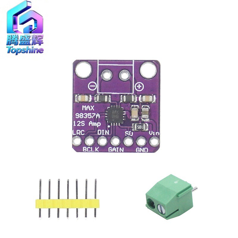 MAX98357 I2S Audio Amplifier Module, Unfiltered Class D Amplification, Supports ESP32 and Raspberry Pi MAX98357 I2S Audio Amplifier Module, Unfiltered Class D Amplification, Supports ESP32 and Raspberry Pi