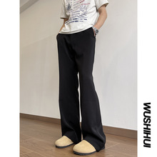五十灰 夏季517版型休闲西裤男冰丝垂感微喇叭长裤宽松显瘦西装裤