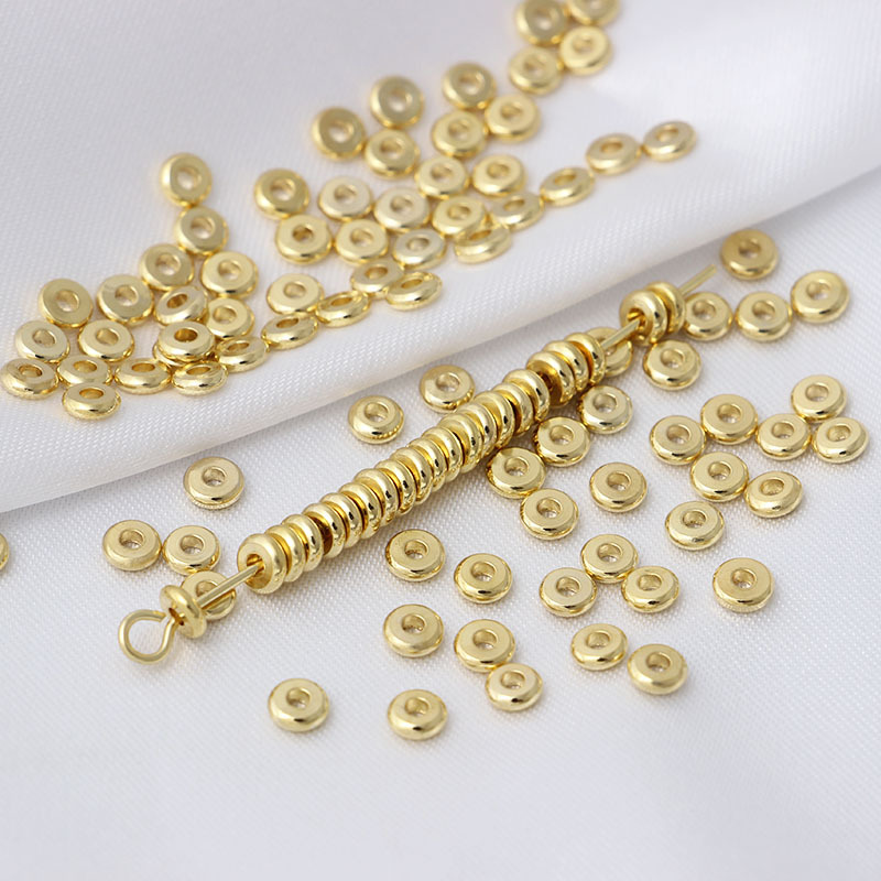 10 Pièces/Paquet Diamètre 3mm Diamètre 4mm Diamètre 5mm Le Cuivre Plaqué Or 18K Couleur Unie Brillant Barres D'espacement display picture 9