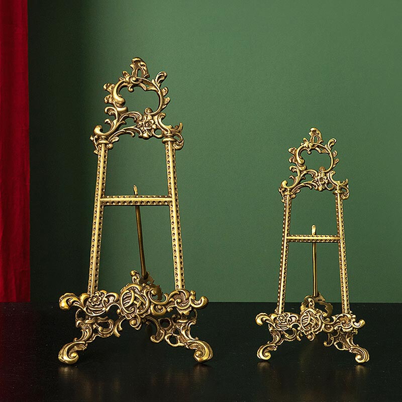 Vintage Palace-Style Tray Stand, Brass Carved Decorations, Painter's Picture Frame, Tea Cake Display Stand, Decorative Home Furnishings Vintage Palace-Style Tray Stand, Brass Carved Decorations, Painter's Picture Frame, Tea Cake Display Stand, Decorative Home Furnishings