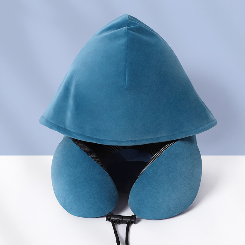 피콕 블루 스트레치 슈퍼 소프트 후드 목 베개