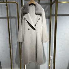 水貂领双面羊绒大衣2023冬季新款羊毛呢外套中长款百搭高端女皮草