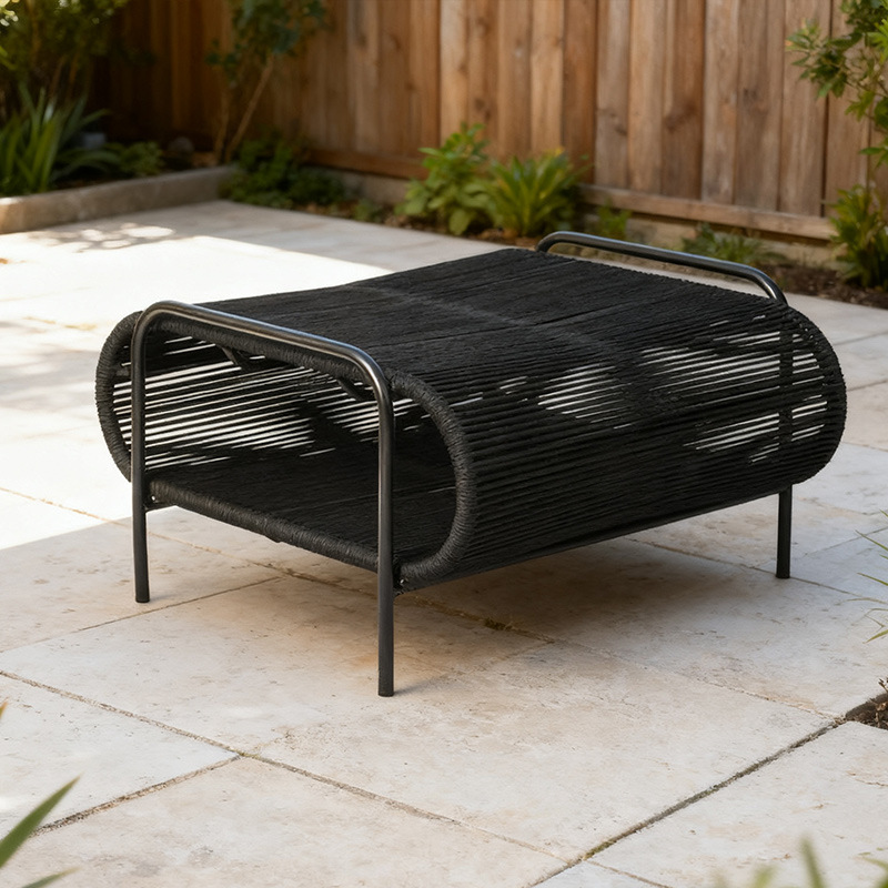 Balcón al aire libre silla de tela de caña terraza jardín villa de tela de cuerda silla de ocio sala de sol silla de caña ocio sofá combinación