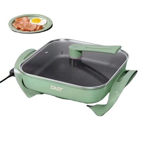 SAST Xianke Four-Square Home Use Skewer, Pan-Frying, Electric Wok Multifunctional Maifanstone Non-Stick Electric Hot Pot Gift Wholesale