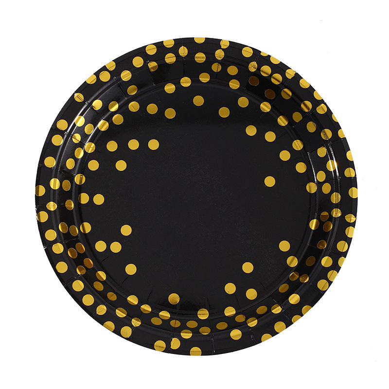 Factory Direct supply dot gilding paper plate paper cup birthday party party foreign trade multi-size degradable environmental protection paper plate Factory Direct supply dot gilding paper plate paper cup birthday party party foreign trade multi-size degradable environmental protection paper plate